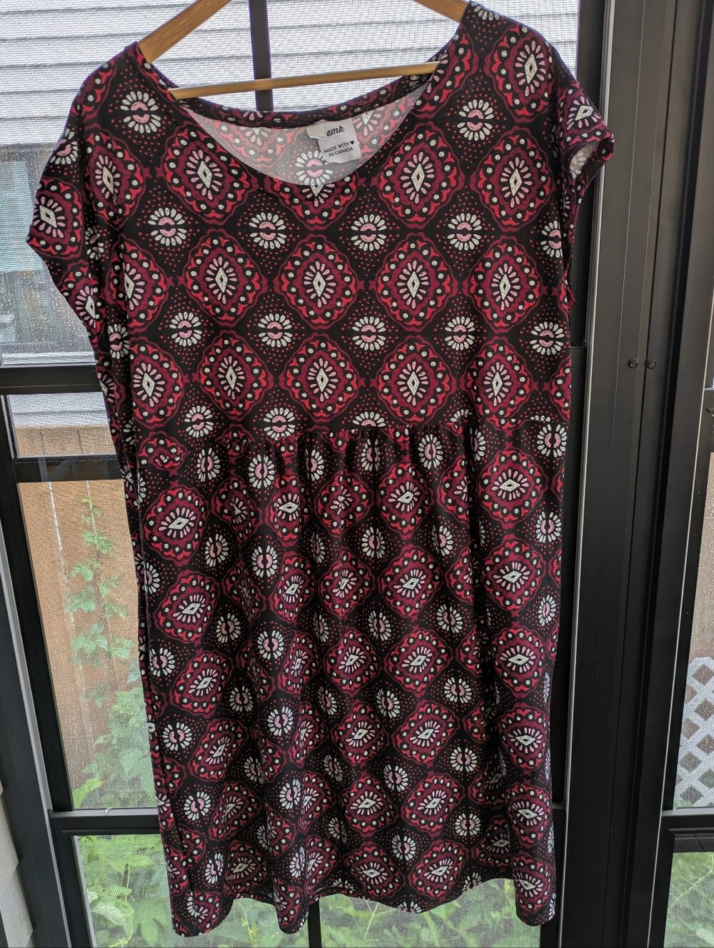 Geo-Print Pink and Black Patterned Babydoll Dress